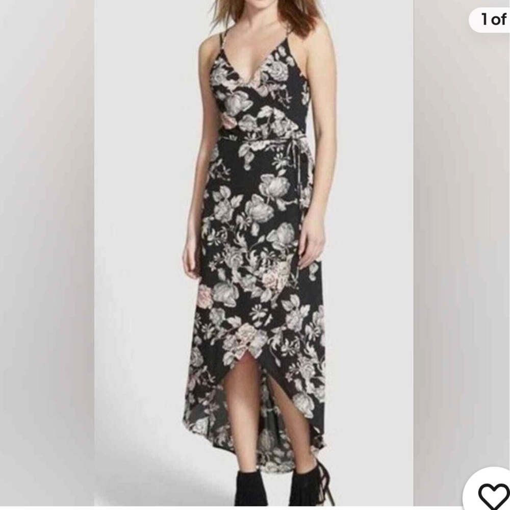 ASTR High Low Dress Black Floral Dress Sz Small